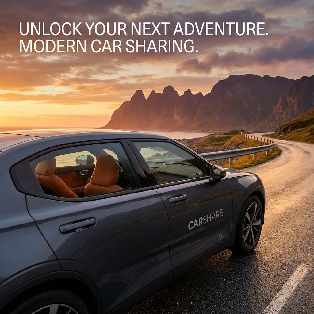 Sleek car on scenic highway